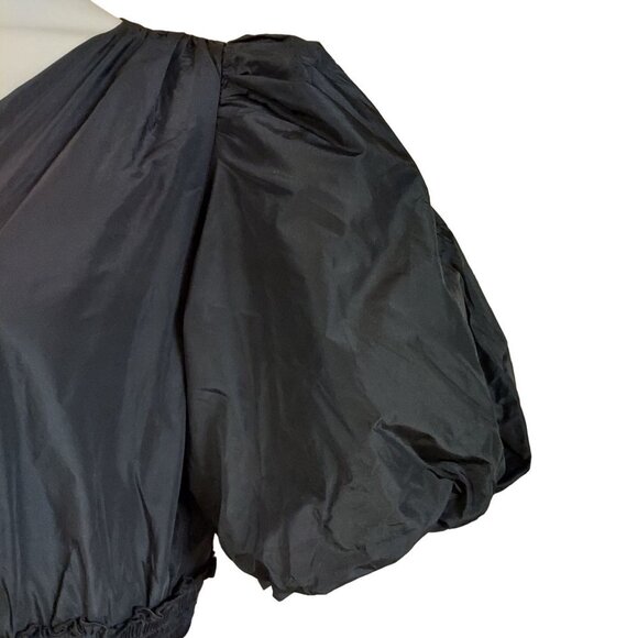 ☆☆SOLD☆☆ Karl Lagerfeld Paris Women's Puff-Sleeve Black Taffeta A-Line Dress - Picture 7 of 10